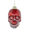 Day of the Dead Skull Head Glitter Glass Christmas Ornament - 3.5" - Red